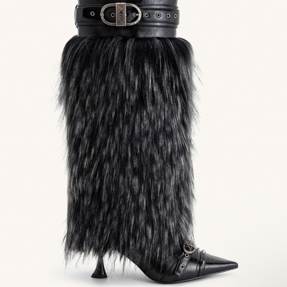 Jw pei faux fur boot black